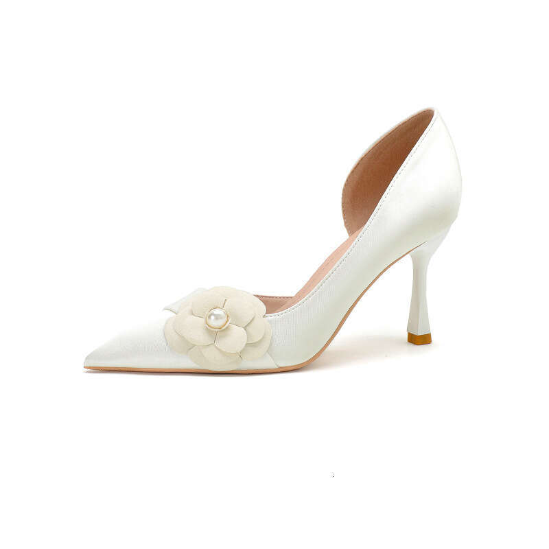31-44 Plus Size Camellia High Heels for Women Design Elegant Socialite Stiletto Pumps bridal flats for wedding