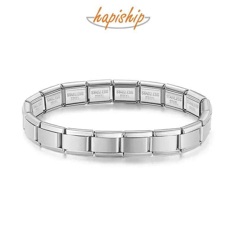 Hapiship 2024 New Women's Jewelry DIY 9mm Width Itanlian Elastic Charm Bracelet Stainless Steel Fashion Bangle ST-Bao 25T1226