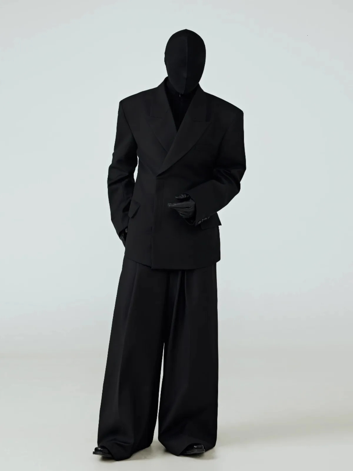 Mauroicardi Spring Autumn Long Black Flowy Baggy Wide Leg Pants for Mens Loose Chic y ner Clothes Soft Trousers 251226