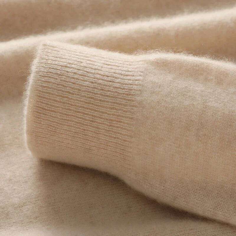 100% Merino Wool Men's Round Neck Knitted Hoodie Spring Autumn New Similar Cashmere Sweater Versatile Basic Menswear