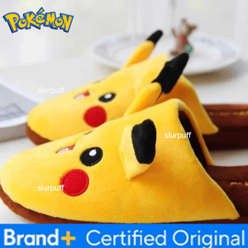 Pokemon Pikachus Slippers Women Soft Home Cotton Slipper Winter Indoor Light Comfort Floor Shoes Cartoon Women Shoes W251226