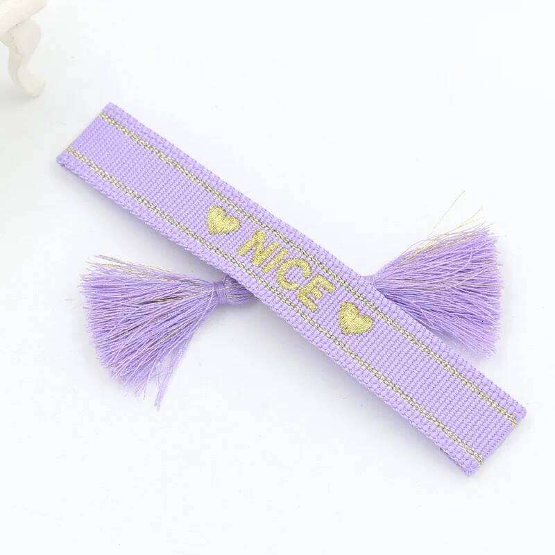 Bohemia Summer Mori Style Girl Embroidered Bow Letter Bracelet Handmade Woven Tassel Wrist Band Fashion Jewelry Wholesale Gift 25T1226