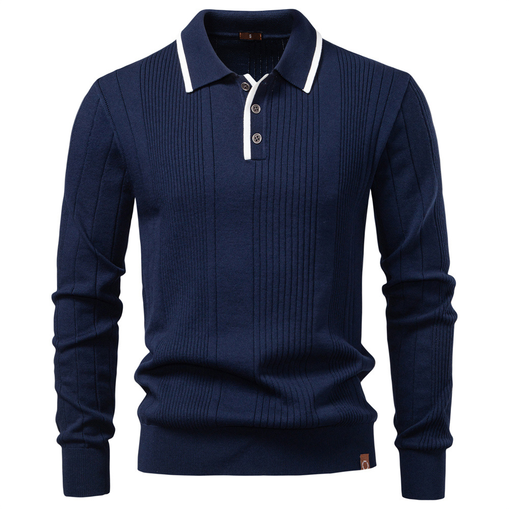 WOZK autumn and winter new item: men's collar sweater, polo half zipper high-quality knitted sweater, men's clothing designer