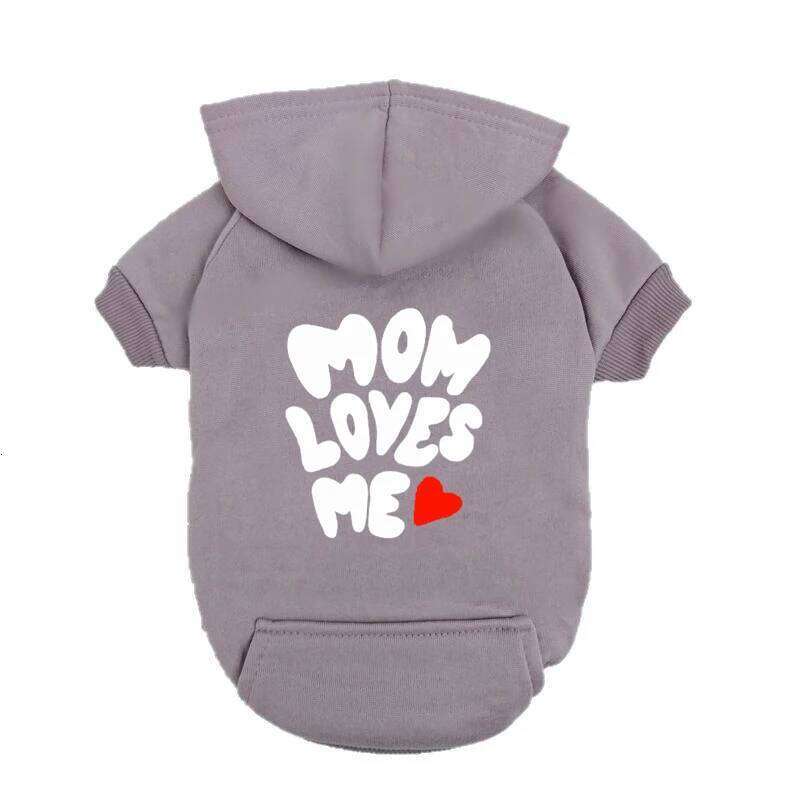 Loves Me Dog Hoodie Red Pet Sweater with Heart Design Warm Outfit for Small Dogs & Puppies - I Love My Mom Gift 25T1226