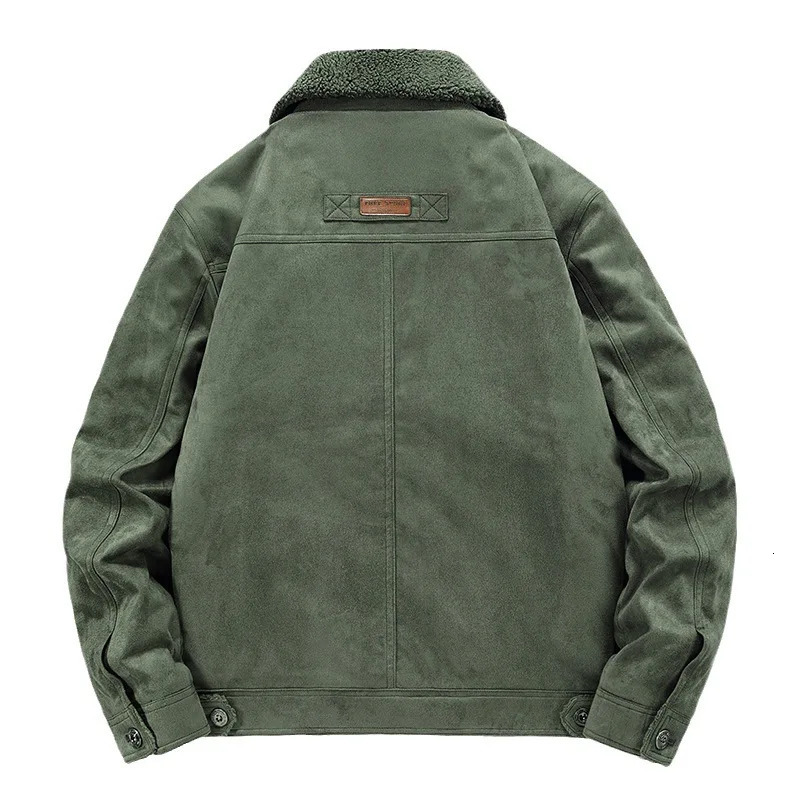 Fashion Men Suede Casual Cargo Jackets Male Winter Fleece Warm Parkas Down Jackets Quality Man Multi-pocket Tooling Coats 5X 251222