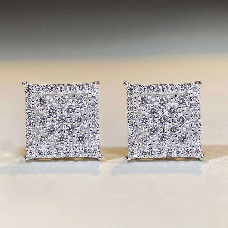 Huitan Classic Square Shaped Stud Silver Color/Gold Color Exquisite CZ Earrings Temperament Elegant Women Jewelry