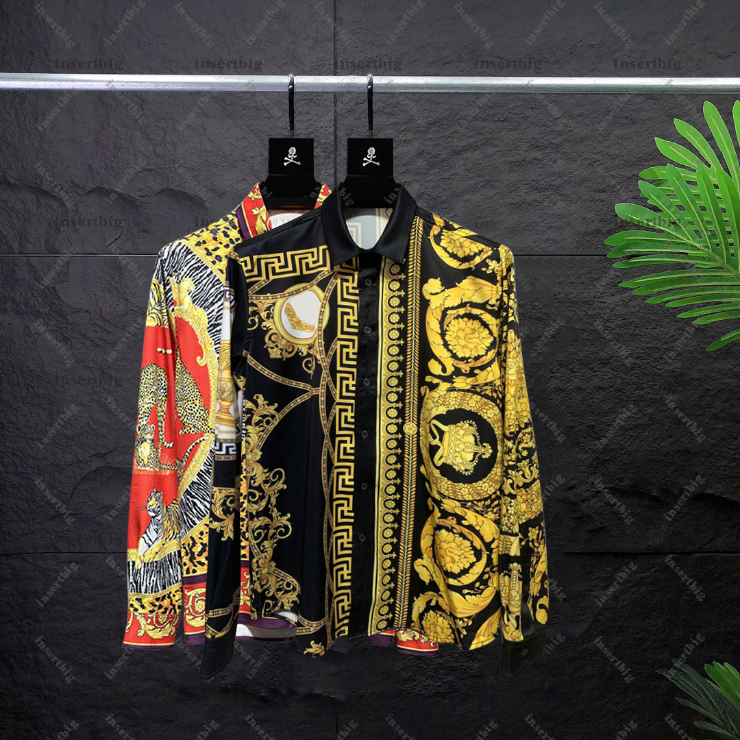 New Luxury Designer Shirt Mens Dress Shirt Slim Fit Long Sleeved Shirt Fashion Brand Print Designer Button Up Shirt Yyl