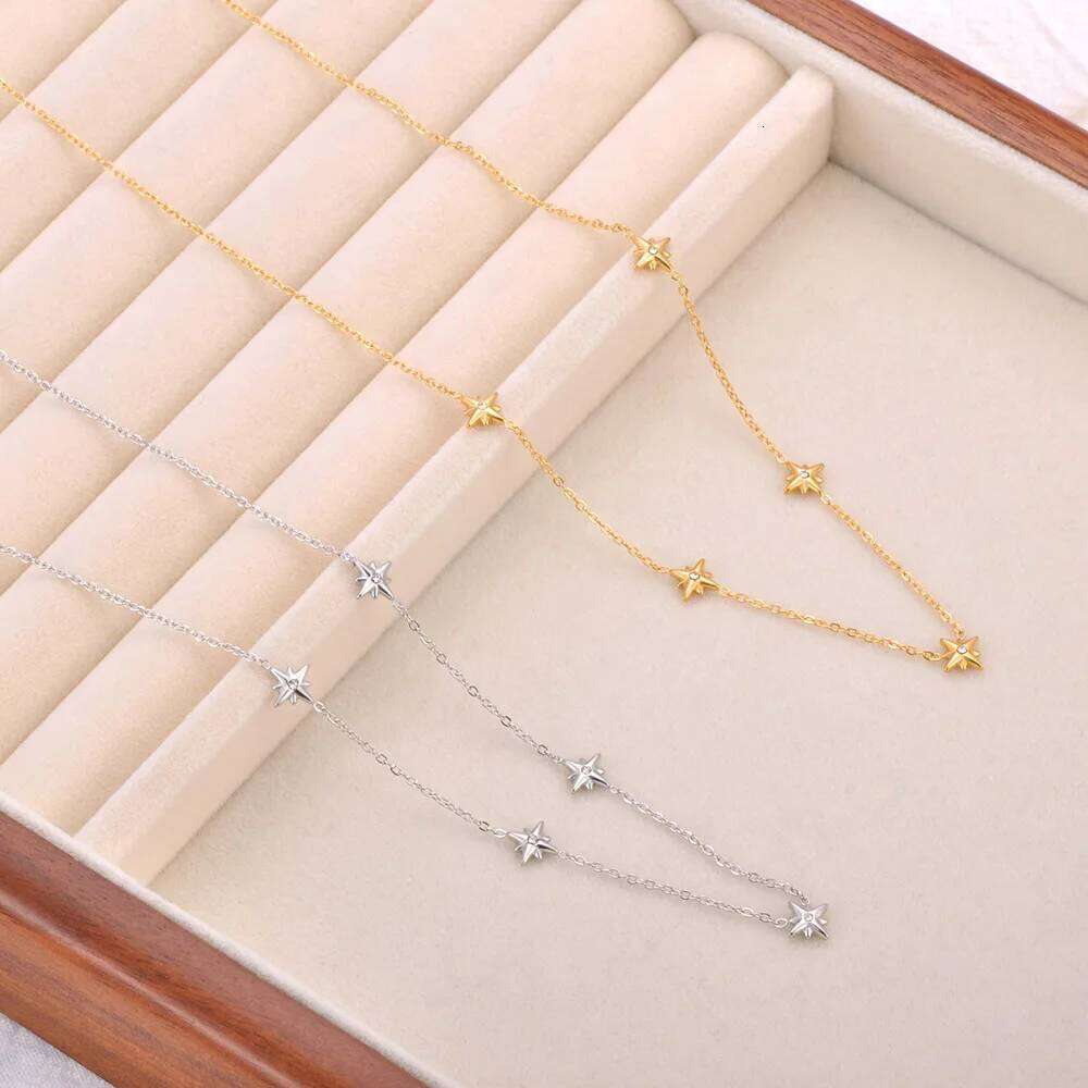 Lokaer Trendy Eight Pointed Star Cubic Zirconia Bracelet 316L Stainless Steel 18K Gold Plated Jewelry For Women B2405 25T1226