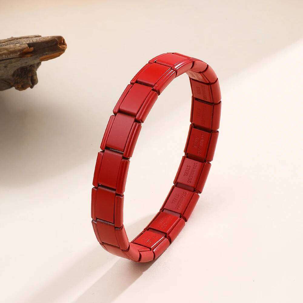 FTCY Italian Charm Stainless Steel for Women 9mm Elastic Link Hand Chain DIY Module Bracelets Making Jewelry Gifts 25T1226