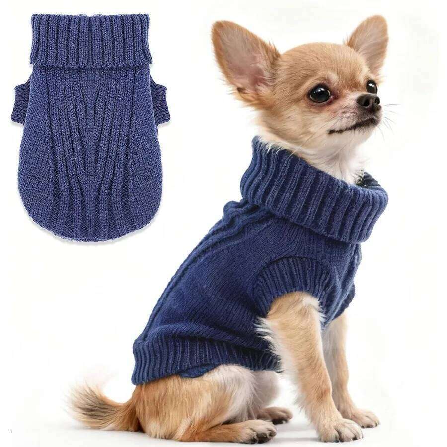 Chihuahua Sweater for Small Dogs Male XXS Dog Fall Winter Knitted Sweaters Warm Puppy Clothes Turtleneck Ou 25T1226