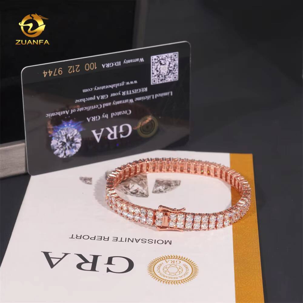 3mm 2Row VVS Moissanite Tennis Chain Hip Hop Jewelry Iced Out 3 Color MOissanite Bracelet Women 925 Silver Tennis Necklace