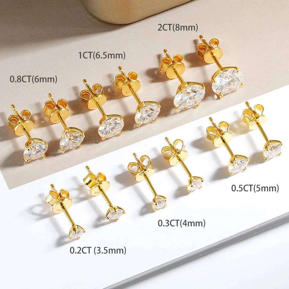 0.2-2ct Moissanite Stud Earrings for Women Man Party Wedding Sparkling 4 Claws Diamond Ear Studs 925 Sterling Silver Jewelry GRA 25H1226
