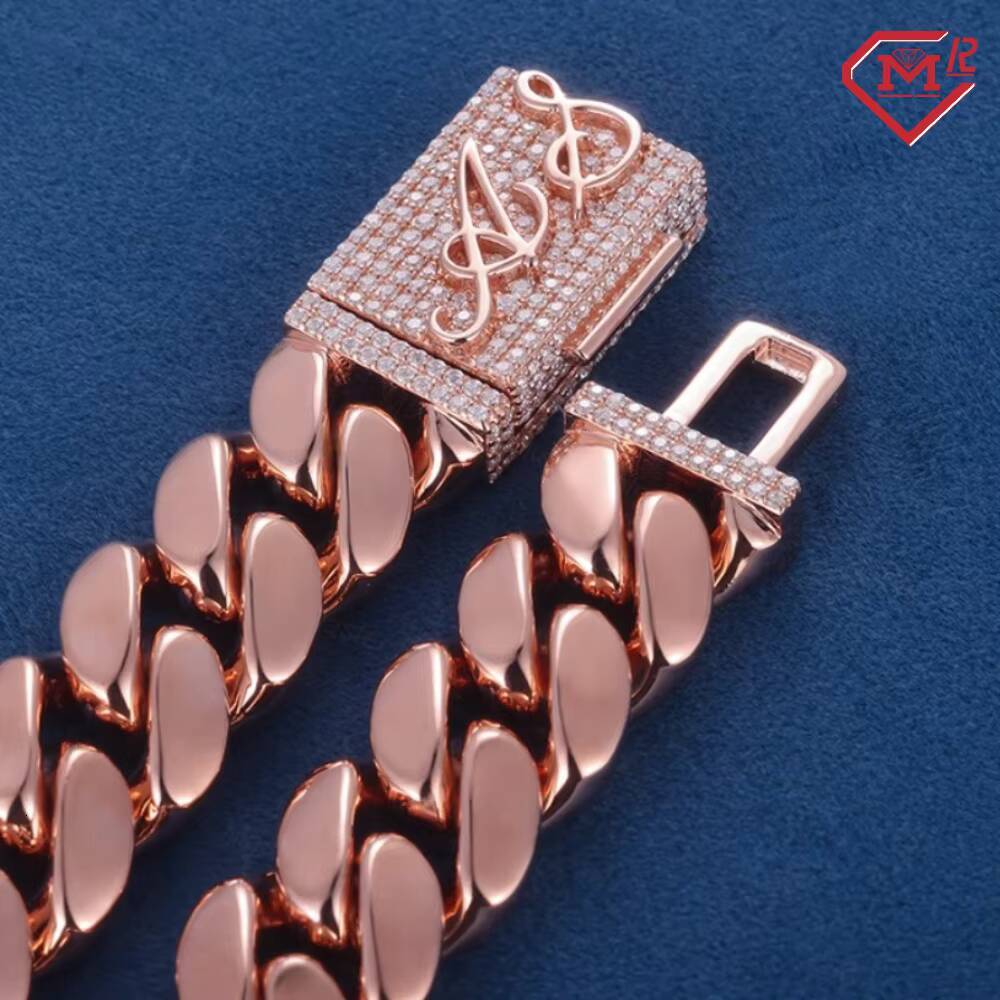 Factory Custom Cuban Chain Plain 15mm S925 Silver 10k 14k 18k Gold Plated Hiphop Moissanite Clasp Cuban Link Chain