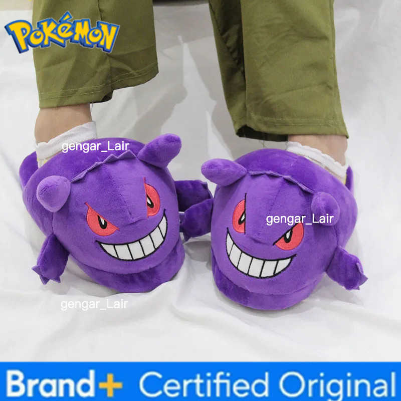 Pokemon Pikachu Gengar Winter Cartoon Warm Plush Slippers Couple Indoor Non-slip House Slides Cute Interest Women Slippers Cotton Shoes W251226