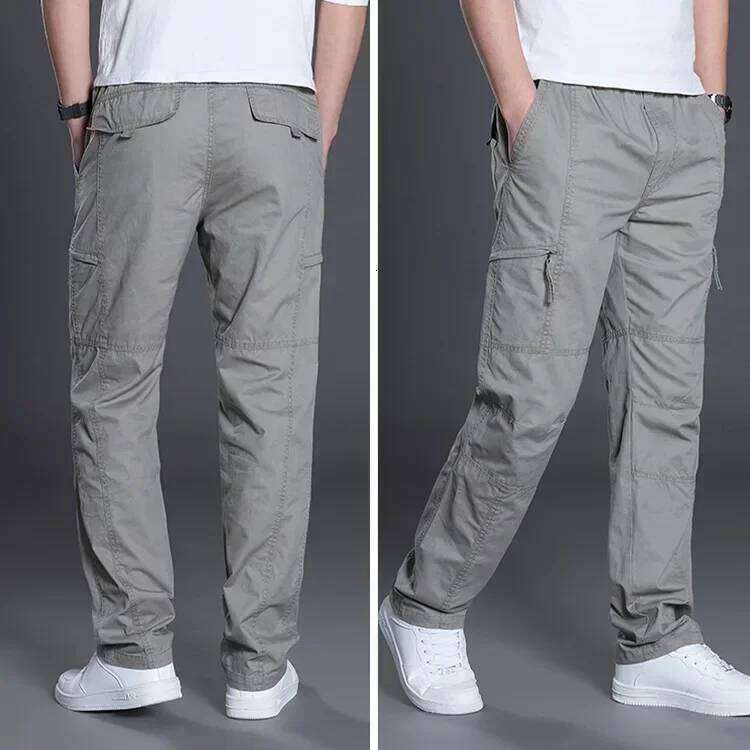 Summer Autumn Fashion Casual Cotton Long Pants Straight Joggers Homme Plus Size 5Xl 6Xl Flat Trousers For Men Clothing