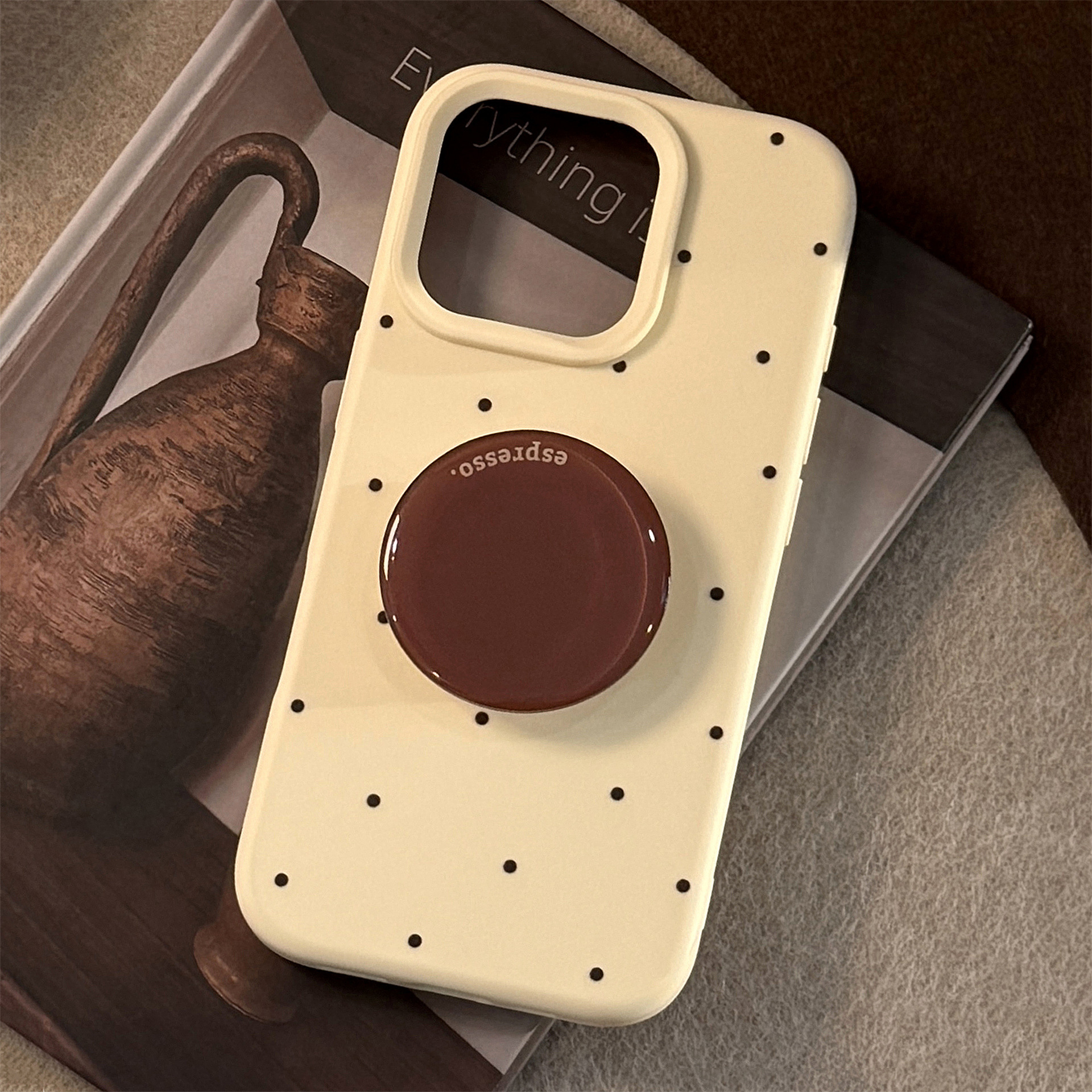 High-end Ins Style Striped iPhone 16 Case Apple 17 Brown Stand 15 Pro Max Compatible 13 Soft