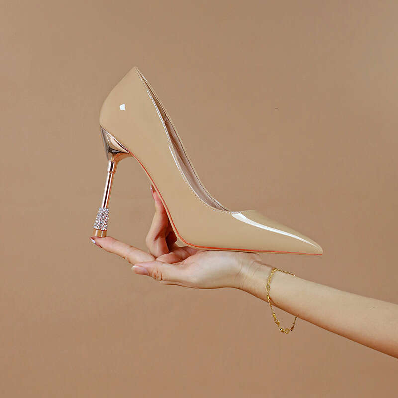 31-44 Large Size Pointed Toe Shallow Mouth Stiletto Heel for Women Profeional Patent Leather 10cm Heels