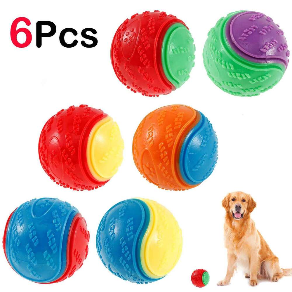 6Pcs Squeaky Balls Dogs Interactive Toys TPR Chew Toy for Dog Teeth Cleaning Bite Resistance Pet Supplies 25N1226