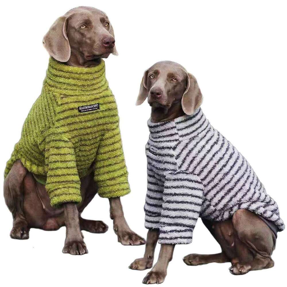 Stripe Fleece Sweater Turtleneck Sweatshirt, Winter Shirt Dog Clothes for Medium Large Dogs, Pet Apparel Pullover Jumper 25T1226