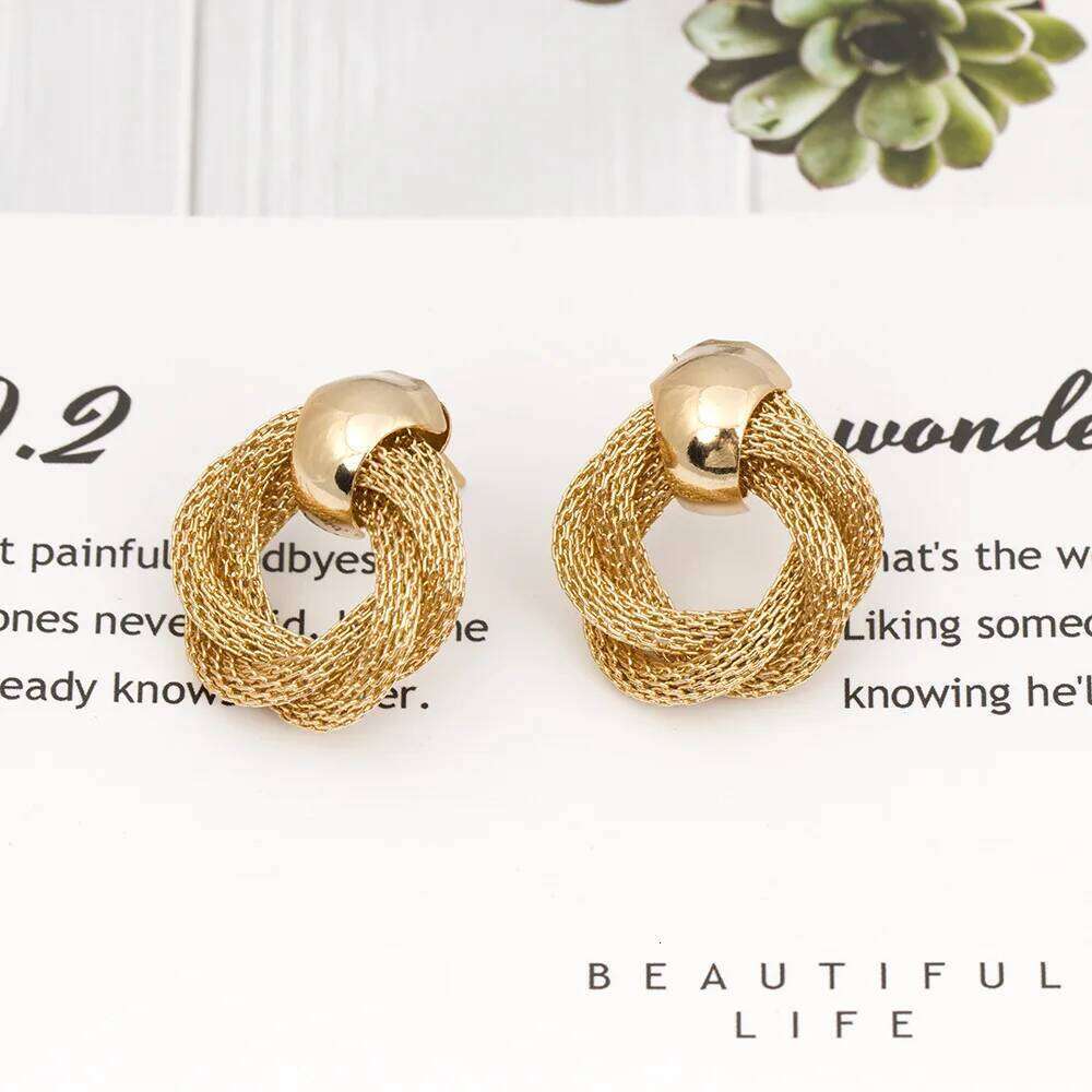 Vintage Metallic Twisted weaving Round Circle Dangle 2025 New Fashion Wedding Party Drop Earrings for Woman Jewelry 25H1226