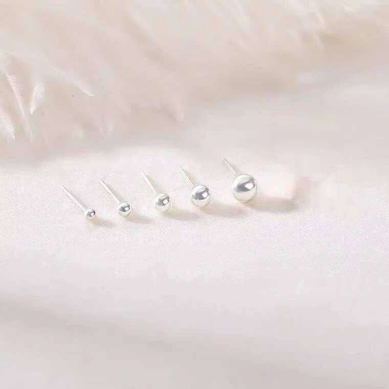925 Stud for Women Sterling Silver Multiple Piercings 5 Pairs Earrings Set 2mm 3mm 4mm 5mm 6mm 25H1226