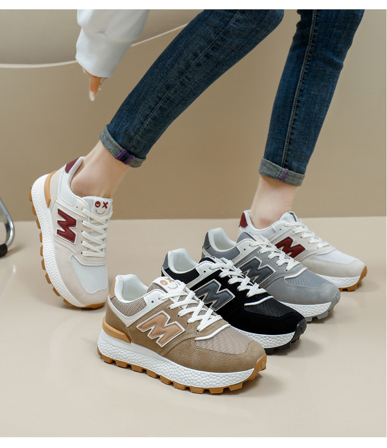 2025 Spring New Running Shoes Ins Trendy Thick-Soled Korean Style Women's Student Sports Shoes Women's Casual Shoes