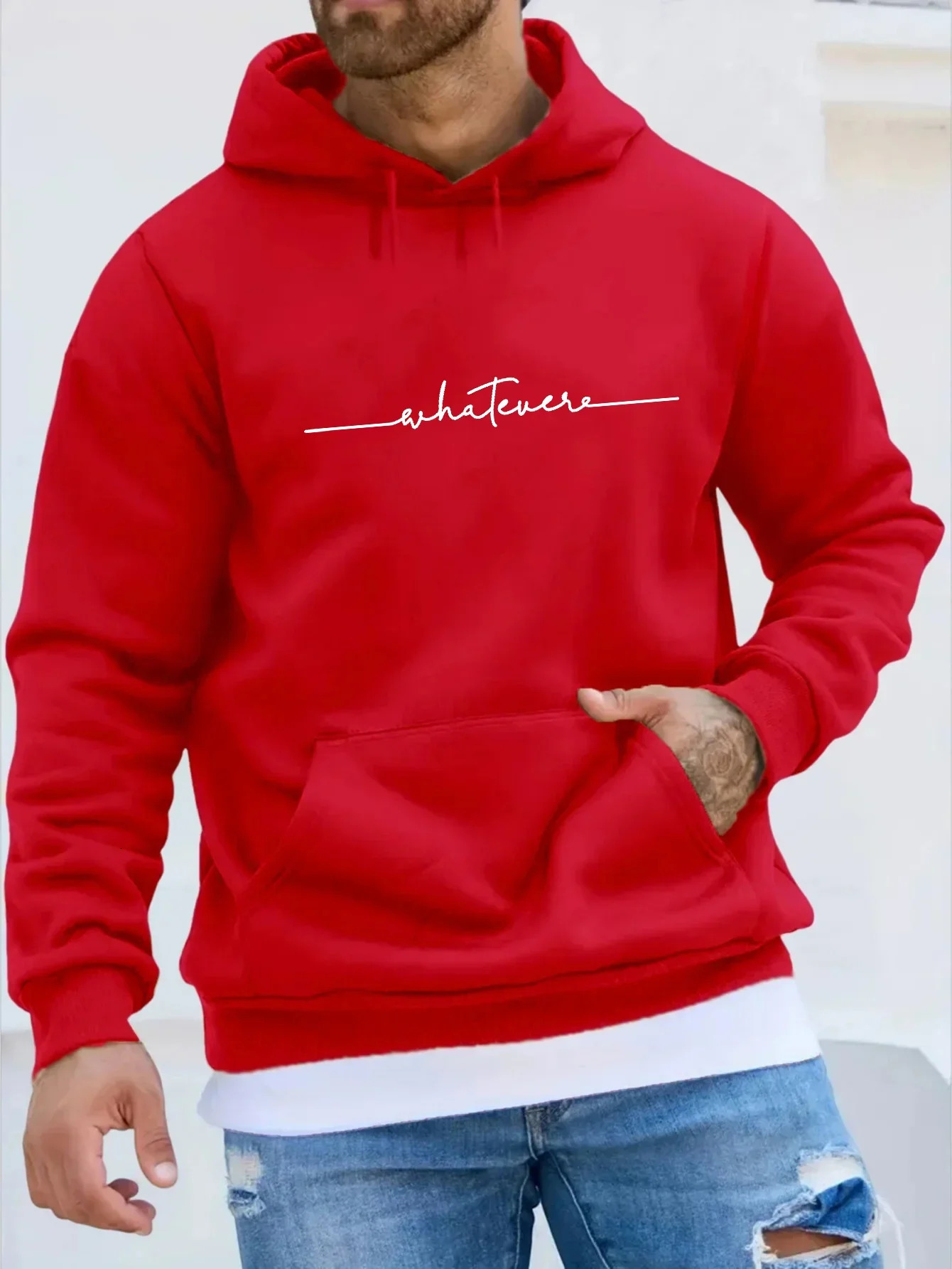 Mens autumn and winter fashionable casual pullover with simple letter printed long sleeved hooded sweatshirt 251222