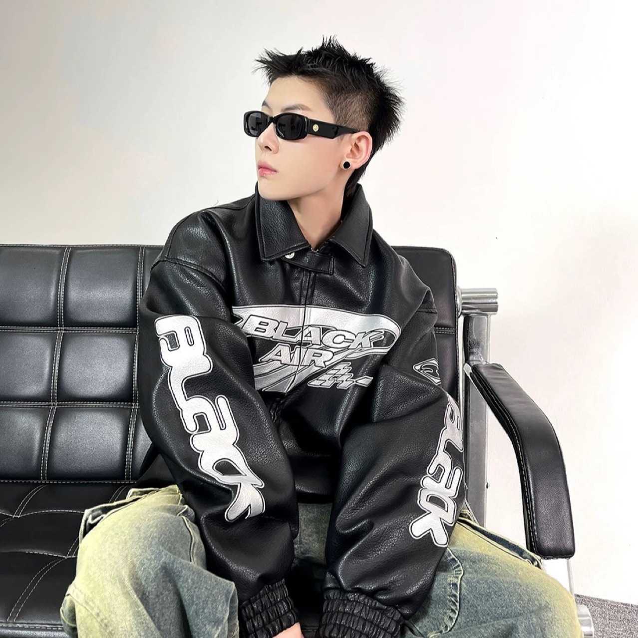 American trendy brand high-end motorcycle jacket for men, featuring a new spring/autumn style, loose fit, street retro and casual look, suitable for all occasions. X250213