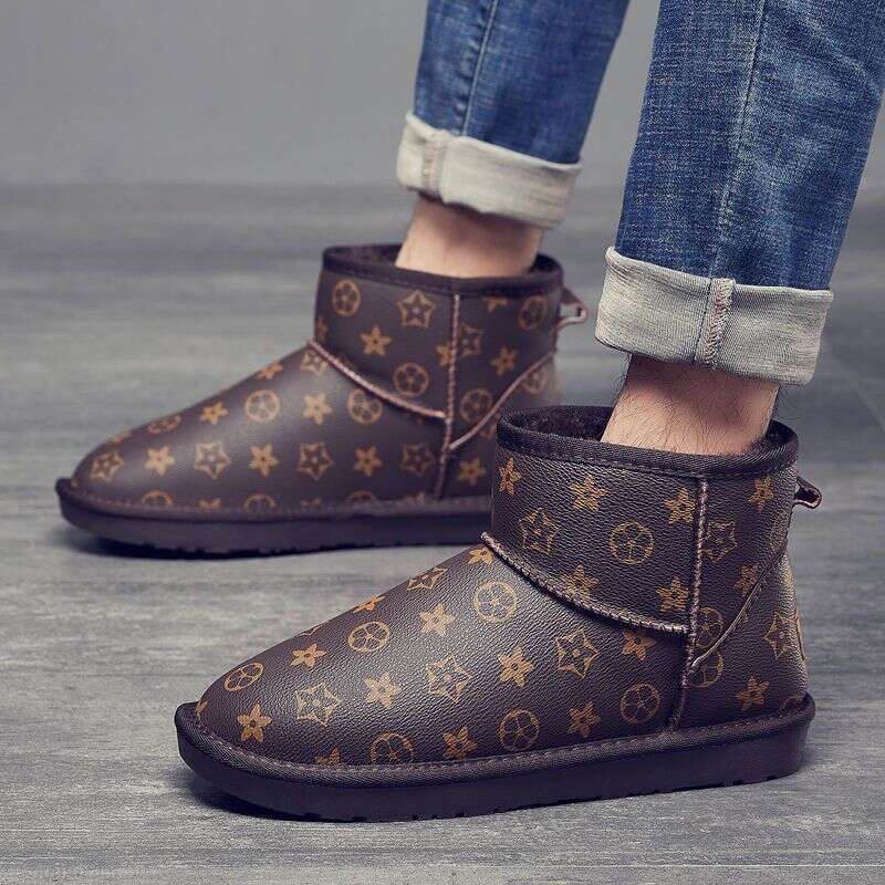 2025 Men's Snow Winter Warm Fleece Lined Thickened Non-Slip Waterproof Genuine Leather Loafers Martin Boots Cotton Shoes For Men