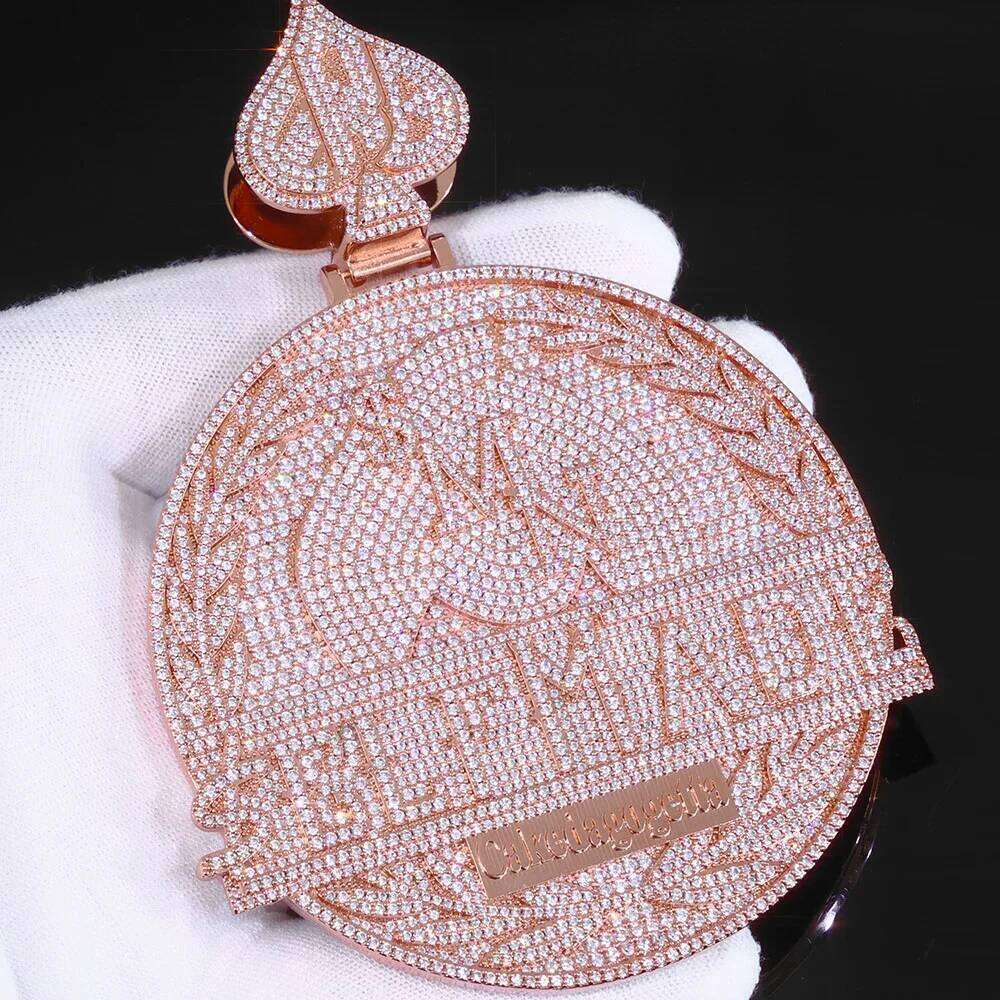 jewelry Personalized Custom Logo Hip Hop Bling Charm Iced Out Diamond Pendant Solid Silver Chain Rapper Jewelry Gifts