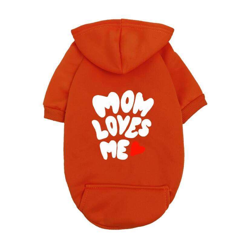 Loves Me Dog Hoodie Red Pet Sweater with Heart Design Warm Outfit for Small Dogs & Puppies - I Love My Mom Gift 25T1226