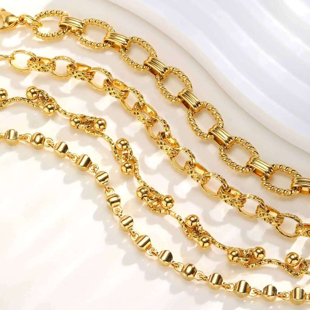 Minimalist Geometric Stainless Steel Bracelets 18K Gold Plated Thick Chunky Chain Bracelet for Women Waterproof Luxury Jewelry 25T1226