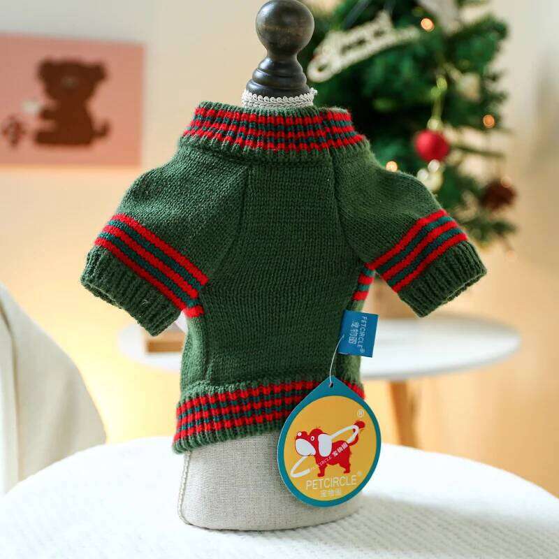 Pet Puppy Dog Cat Clothing Autumn and Winter Pullover Universal for Dogs Happy Christmas Sweater - Green 25T1226