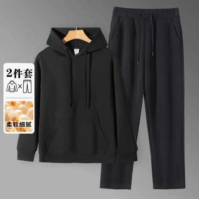 2026 Men's New Straight-Leg Trendy Hooded Sweatshirt And Sweatpants Loose Fit Versatile Casual Autumn Sports Suit