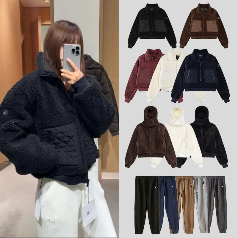 2026 Alonessities Sets Women Clothes Leggings Pant Jacket Sets Fleece Stand Thick Warm Coat High Waist Yoga Leggings Alonessities Jacket Women Pant Sets QL