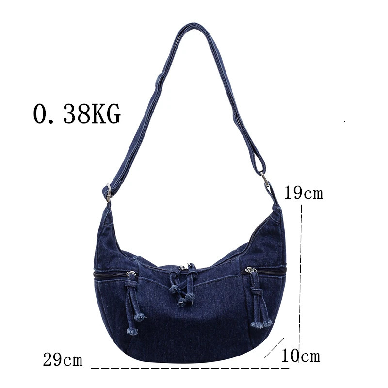 Casual Denim Large Capacity Crossbody Bag Handbag Cloth Women Shoulder Bags Fashion Durable Tote Shopping Travel Purse 251223
