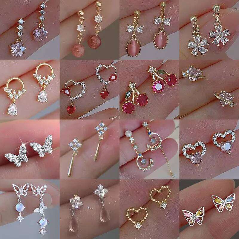 2023 New Fashion Sweet Heart Red Drop for Women Korean Crystal Long Chain Tassel Earrings Party Wedding Jewelry Brincos 25H1226