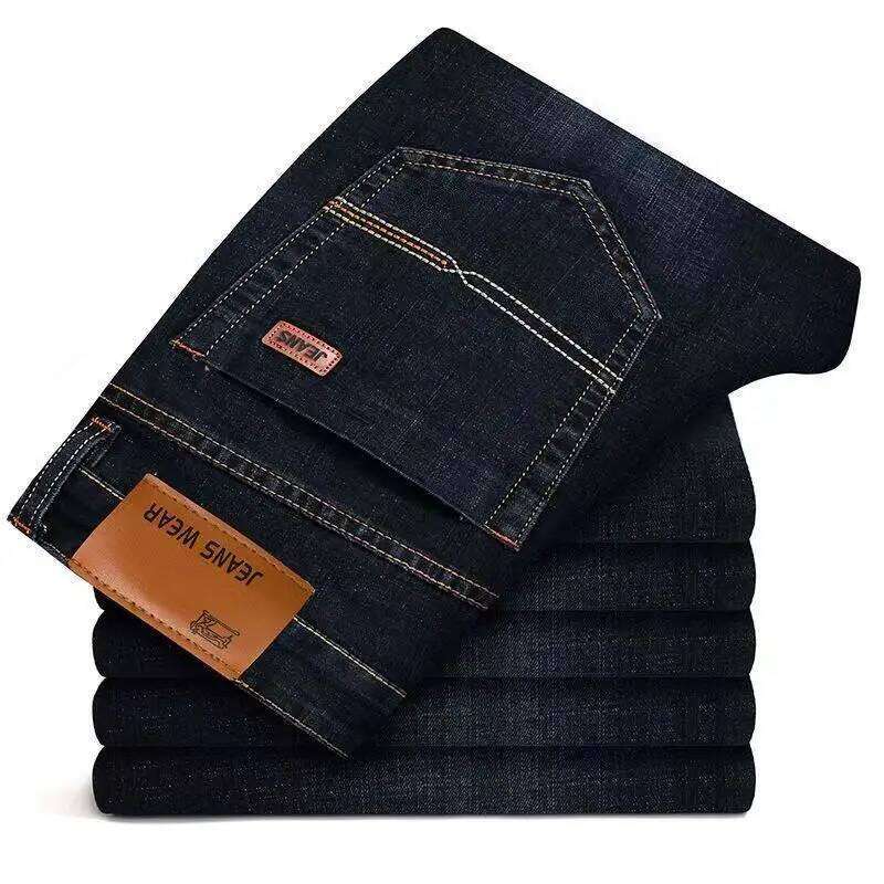 Fashion Straight Jeans Men 2025 New Stretch Slim Fit Pants Comfortable Soft Business Denim Trousers Male Brand Clothing 25T1225