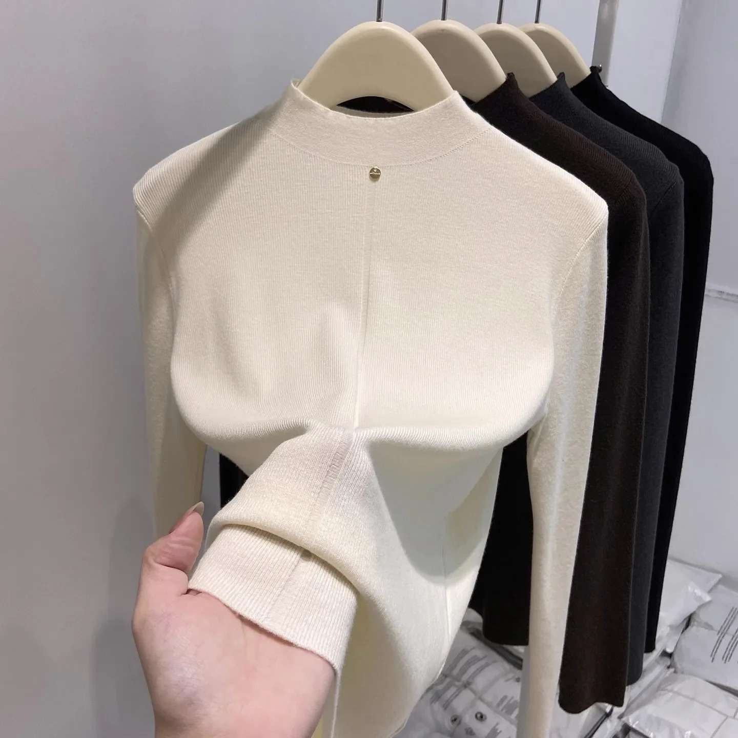 Autumn Winter Slim Solid Color Base Layer Inner Wear Top 2026 Women Turtleneck Long Sleeve Knitted Sweater Soft Pullover Jumper 251223