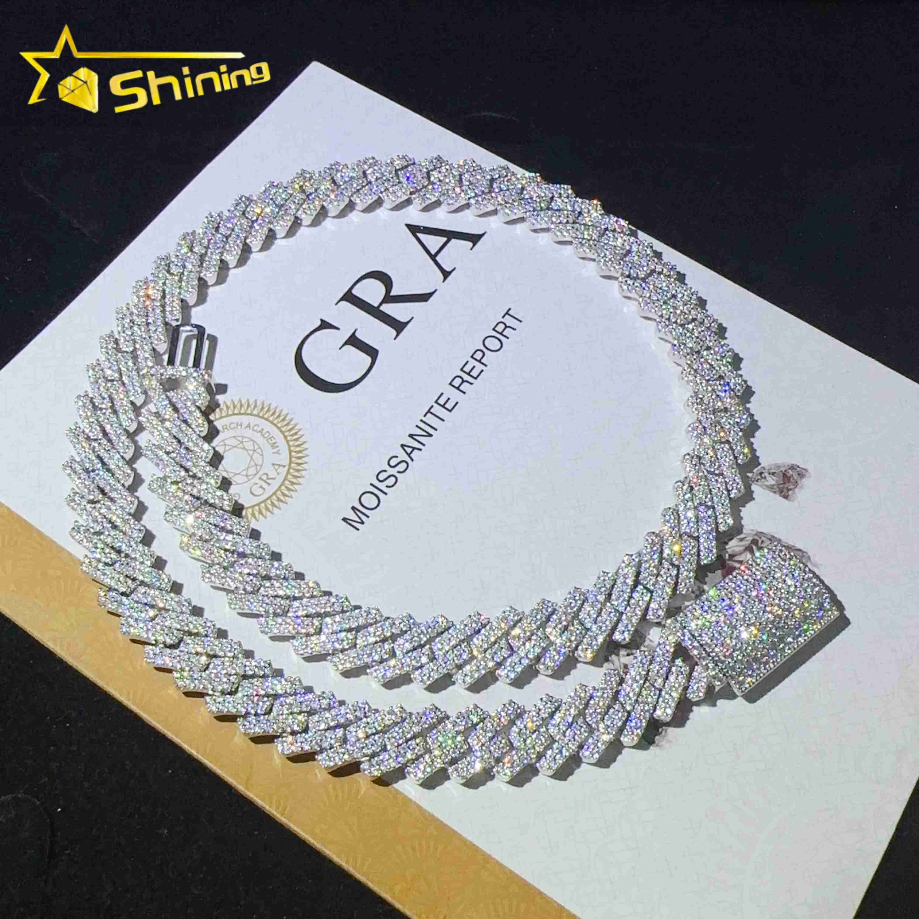 Luxury 14k Solid Gold Cuban Link Chain Moissanite Fine Jewelry Necklaces D VVS Moissanite Diamond Hiphop Jewelry for Men