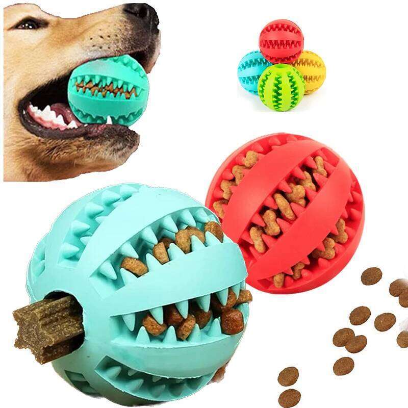 Dog Interactive Rubber Puppy Chewing Toys Pet Tooth Cleaning Ball Cats Pets Food Treat Feeder Silicone Balls Toy 25N1226