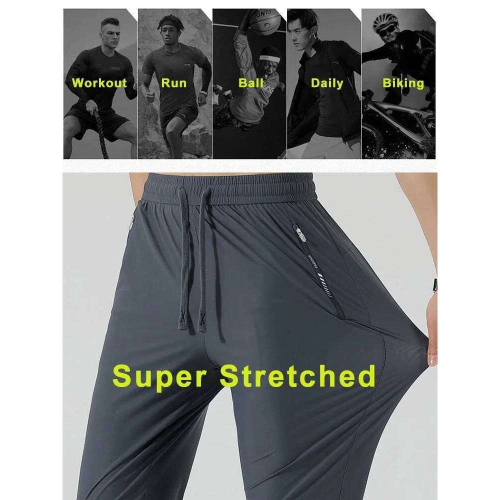 Men's Ice Silk Sweatpants 8 Colors Nylon/Spandex Light Cool Jogger Pants Unisex Man/Women Stretched Workout Sports Trousers