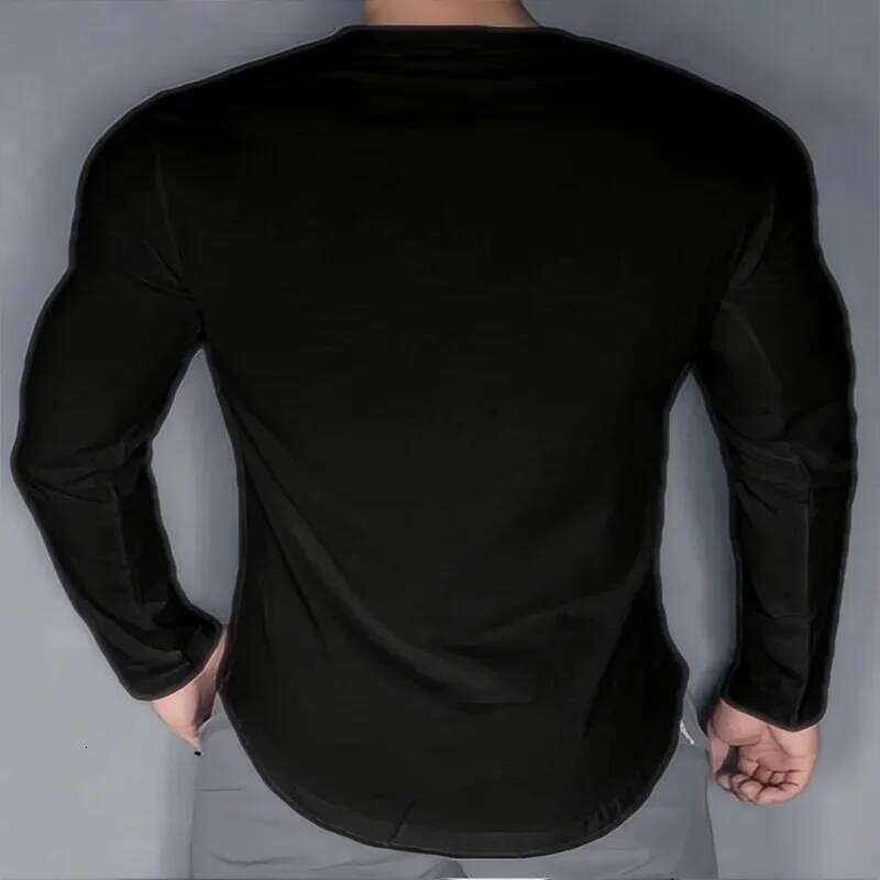 Men's Autumn Winter Running, Fitness White Sports And Leisure Style Long Sleeved Slim Base T-Shirt