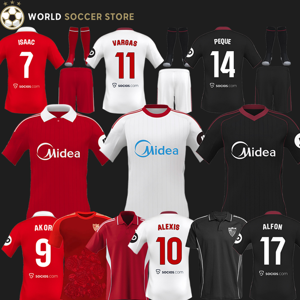 25 26 Sevilla soccer jerseys ALEXIS ISAAC SOW FC EJUKE JUANLU AKOR VARGAS football shirts PEQUE 2025 2026 Men kits Kids Equipment traval polo 0611