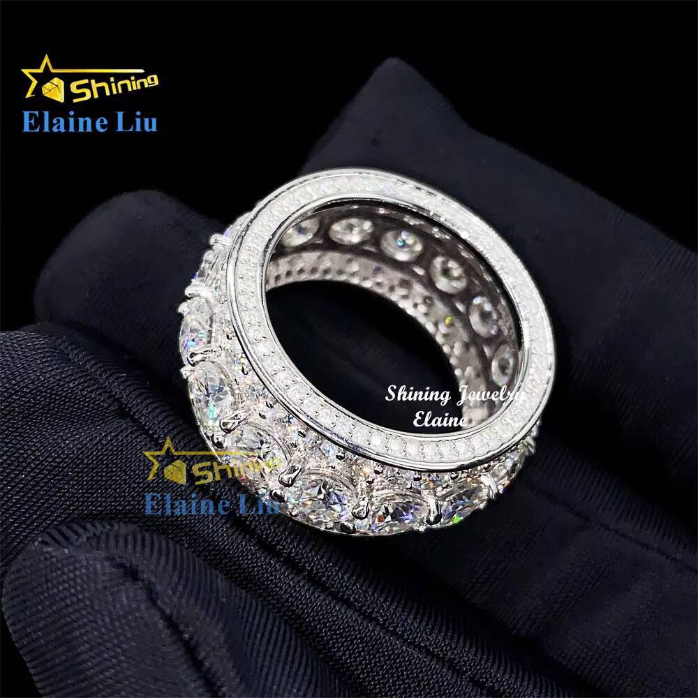 Hip Hop Jewelry 925 Sterling Silver Custom Luxury Moissanite Mens Rings