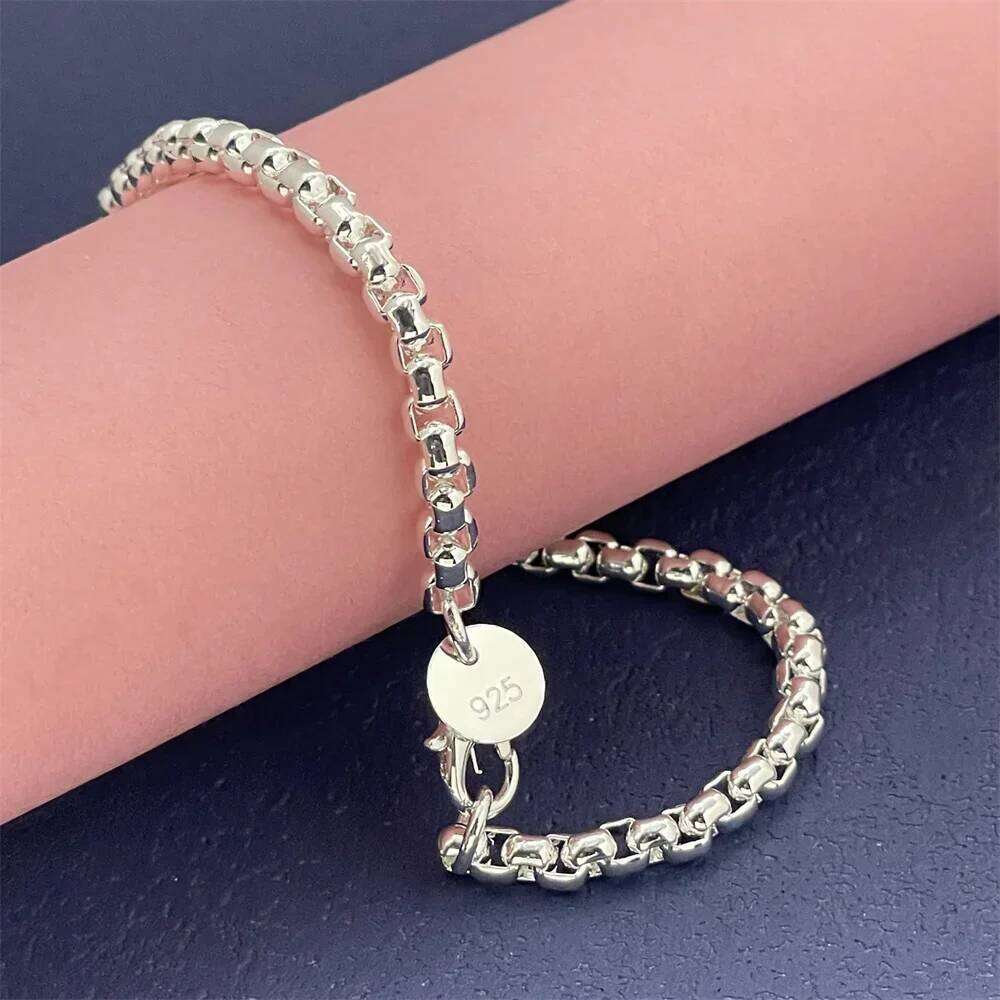 Lihong 925 Sterling Silver Bracelet Venetian Round Box Exquisite Women Fashion Wedding Party Gift Jewelry 25T1226