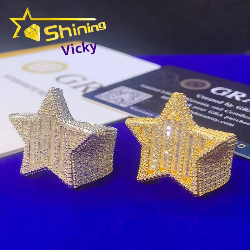 Ready to Ship Gra Certificate Hip Hop Ring Custom Iced Out Diamond Men 925 Sterling Silver Moissanite Ring