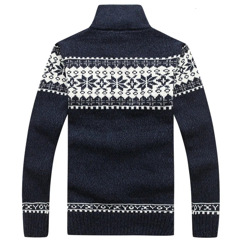 Mens FullZip Fair Isle Knitted Cardigan HighNeck Nordic Pattern Thick Sweater Jacket MultiColor Casual Knitwear for Autumn 251226