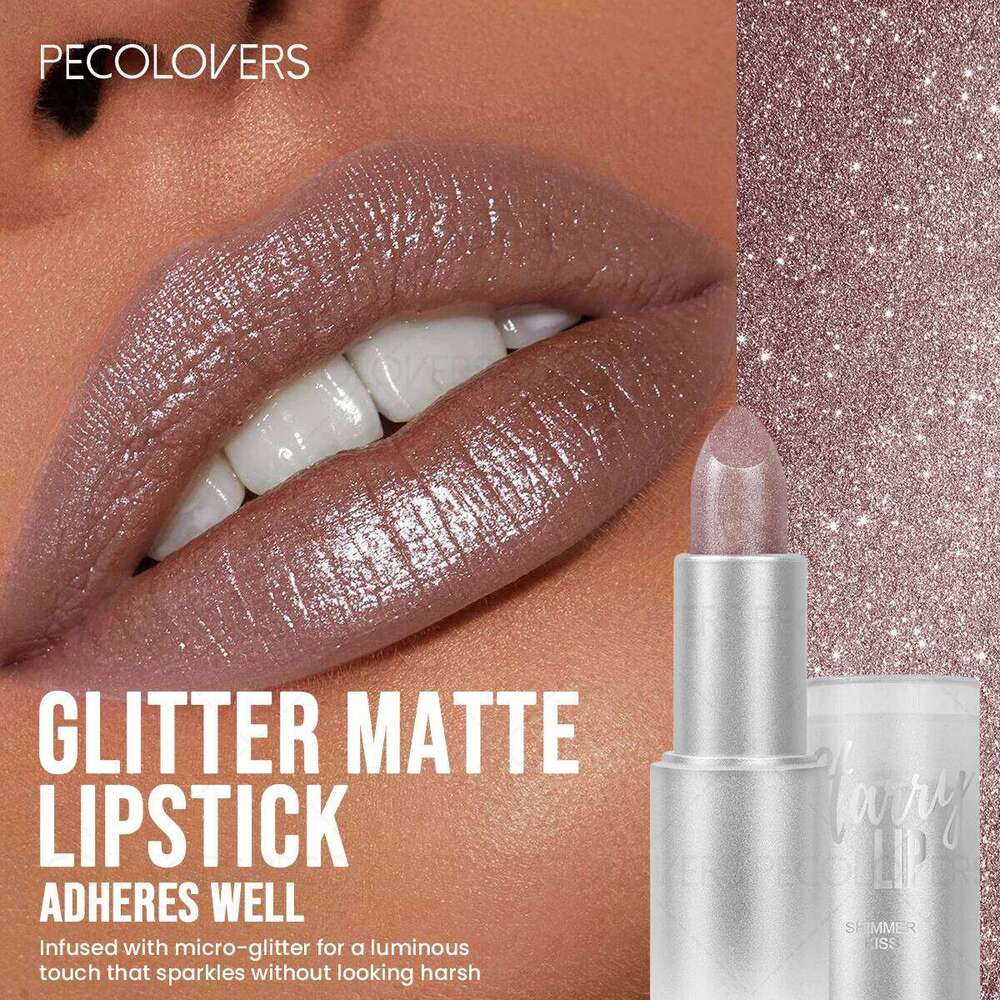 1PC Non-stick Cup, Waterproof, Long-lasting, Rich Colors, Fine Glitter, Pearlescent Lipstick, Ideal Christmas/Halloween Gift 25H1226