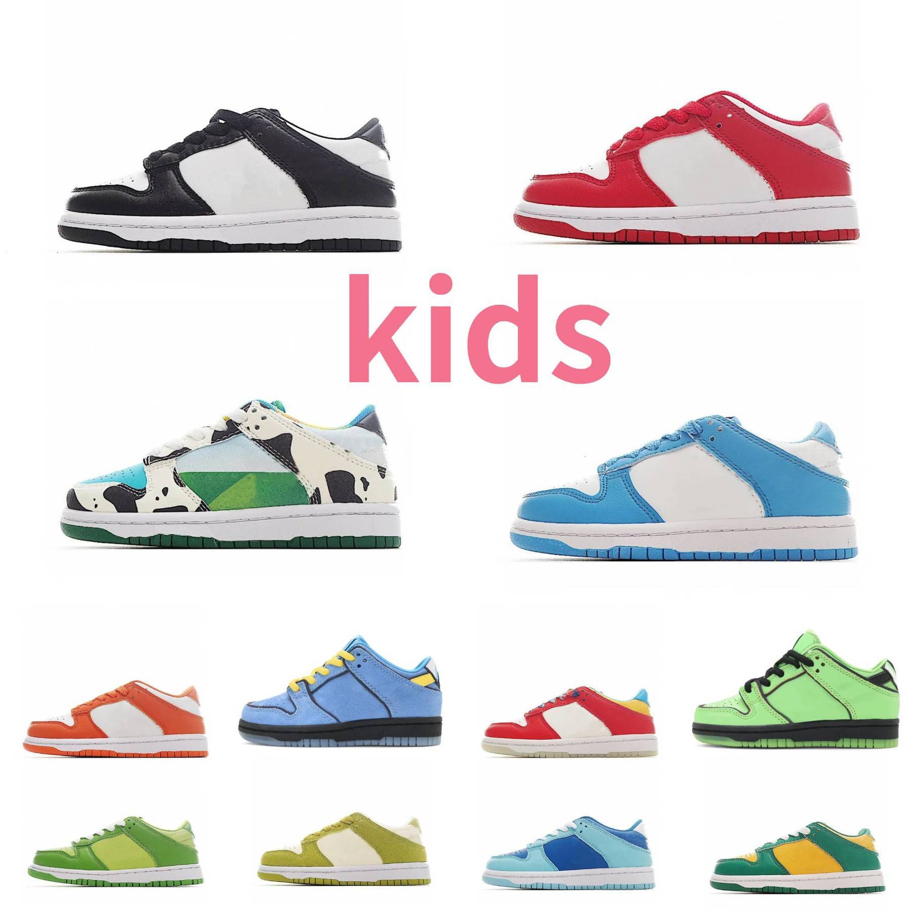 Trainers Kids Chicago Casual Shoes Designer Low Girls Boys Sports Baby Tennis Black White Grey Fog Green UNC Buttercup Sean Cliver Bred StrangeLove Outdoor Sneakers